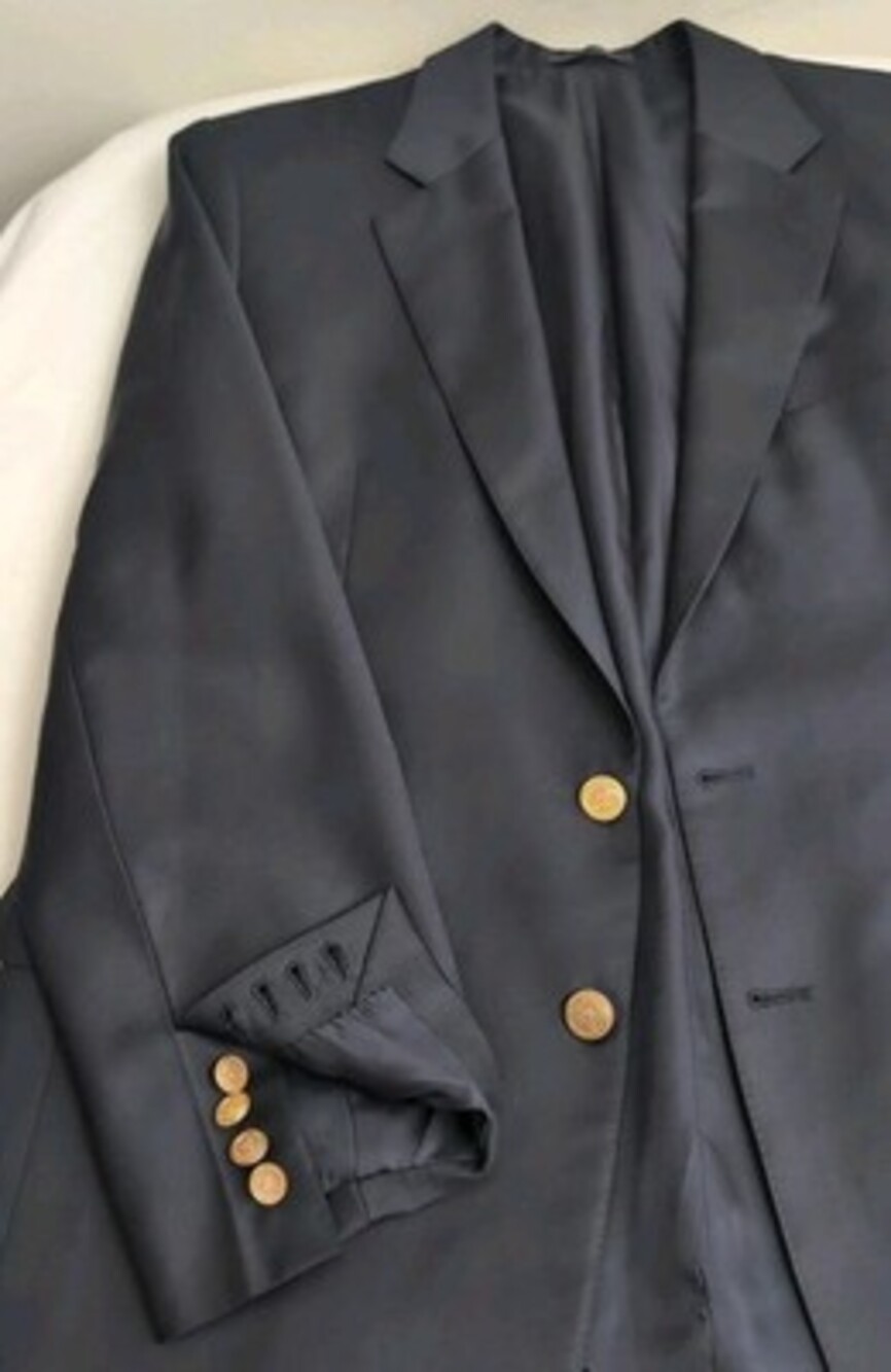 Oscar Tailor Co Bespoke Mens Dark Navy 2 Button Surgeon Cuff Blazer Size 42R